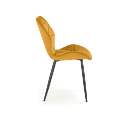 Scaun tapitat living/sufragerie Halmar K453, cadru metal, spatar matlasat, stil modern, 48x53x86x50cm, catifea, galben