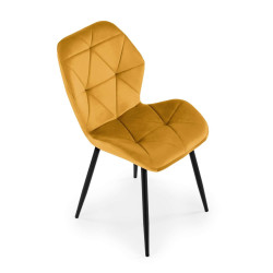 Scaun tapitat living/sufragerie Halmar K453, cadru metal, spatar matlasat, stil modern, 48x53x86x50cm, catifea, galben
