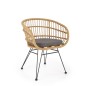 Scaun stil scandinav din ratan sintetic, cadru metalic, picioare antiderapante, maro/gri Scaun stil scandinav din ratan sintetic, cadru metalic, picioare antiderapante, maro/gri