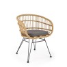 Scaun living/sufragerie Halmar K456, cadru metal, stil scandinav, 79x63x58x51cm, ratan, maro/gri