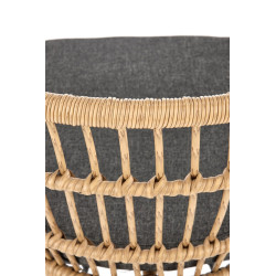 Scaun living/sufragerie Halmar K456, cadru metal,  stil scandinav, 79x63x58x51cm, ratan, maro/gri