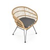 Scaun living/sufragerie Halmar K456, cadru metal, stil scandinav, 79x63x58x51cm, ratan, maro/gri