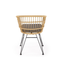 Scaun living/sufragerie Halmar K456, cadru metal,  stil scandinav, 79x63x58x51cm, ratan, maro/gri