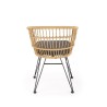 Scaun living/sufragerie Halmar K456, cadru metal, stil scandinav, 79x63x58x51cm, ratan, maro/gri