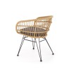 Scaun living/sufragerie Halmar K456, cadru metal, stil scandinav, 79x63x58x51cm, ratan, maro/gri