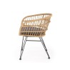 Scaun living/sufragerie Halmar K456, cadru metal, stil scandinav, 79x63x58x51cm, ratan, maro/gri