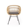 Scaun living/sufragerie Halmar K456, cadru metal, stil scandinav, 79x63x58x51cm, ratan, maro/gri