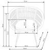 Scaun living/sufragerie Halmar K456, cadru metal, stil scandinav, 79x63x58x51cm, ratan, maro/gri