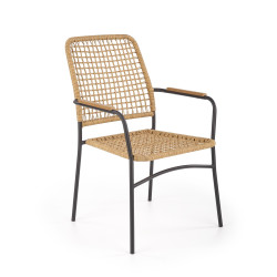 Scaun living/sufragerie Halmar K457, cadru metal,  stil scandinav, 59x62x90x44cm, ratan, maro