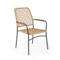 Scaun stil boho, impletitura ratan sintetic, cadru otel, 59x62x90x44 cm, maro