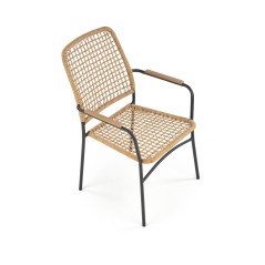 Scaun living/sufragerie Halmar K457, cadru metal,  stil scandinav, 59x62x90x44cm, ratan, maro