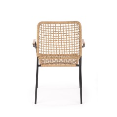 Scaun living/sufragerie Halmar K457, cadru metal,  stil scandinav, 59x62x90x44cm, ratan, maro