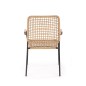 Scaun stil boho, impletitura ratan sintetic, cadru otel, 59x62x90x44 cm, maro