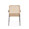 Scaun living/sufragerie Halmar K457, cadru metal,  stil scandinav, 59x62x90x44cm, ratan, maro