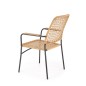 Scaun stil boho, impletitura ratan sintetic, cadru otel, 59x62x90x44 cm, maro