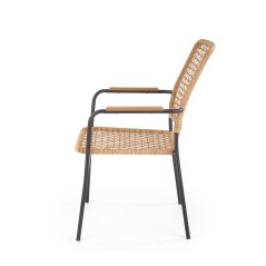 Scaun living/sufragerie Halmar K457, cadru metal,  stil scandinav, 59x62x90x44cm, ratan, maro