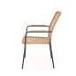 Scaun stil boho, impletitura ratan sintetic, cadru otel, 59x62x90x44 cm, maro