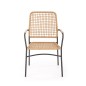 Scaun stil boho, impletitura ratan sintetic, cadru otel, 59x62x90x44 cm, maro
