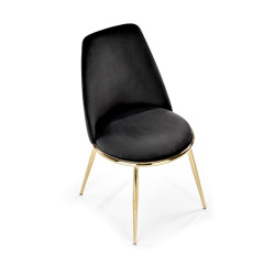 Scaun tapitat living/sufragerie Halmar K460, cadru metal,  stil glamour, 49x54x84x46cm, catifea, negru