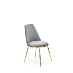 Scaun tapitat living/sufragerie Halmar K460, cadru metal,  stil glamour, 49x54x84x46cm, catifea, gri