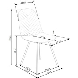 Scaun tapitat living/sufragerie Halmar K462, cadru metal,  stil clasic, 45x57x82x48cm, catifea, verde