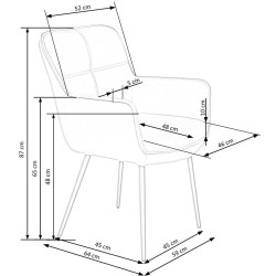 Scaun tapitat living/sufragerie Halmar K463, cadru metal,  stil modern, 59x64x87x48cm, catifea, verde