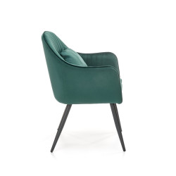 Scaun tapitat living/sufragerie Halmar K464, cadru metal, perna ergonomica inclusa, stil modern, 58x59x84x47cm, catifea, verde