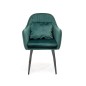 Scaun tapitat Dalma pentru sufragerie, catifea, cadru otel, perna inclusa, stil modern, 58x59x84x47 cm, verde