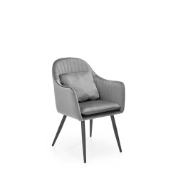 Scaun tapitat living/sufragerie Halmar K464, cadru metal, perna ergonomica inclusa, stil modern, 58x59x84x47cm, catifea, gri