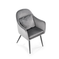 Scaun tapitat living/sufragerie Halmar K464, cadru metal, perna ergonomica inclusa, stil modern, 58x59x84x47cm, catifea, gri