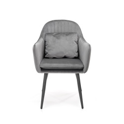 Scaun tapitat living/sufragerie Halmar K464, cadru metal, perna ergonomica inclusa, stil modern, 58x59x84x47cm, catifea, gri