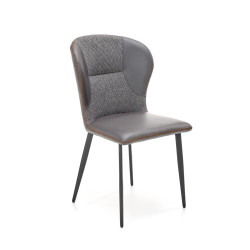 Scaun living/sufragerie Halmar K466, cadru metal,  stil modern, 50x58x89x48cm, piele/textil, gri