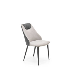 Scaun living/sufragerie Halmar K470, cadru metal,  stil modern, 48x62x85x47cm, piele/textil, crem/gri