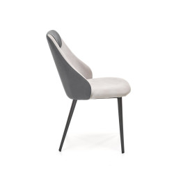 Scaun living/sufragerie Halmar K470, cadru metal,  stil modern, 48x62x85x47cm, piele/textil, crem/gri
