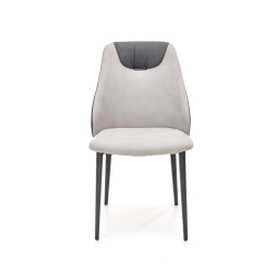 Scaun living/sufragerie Halmar K470, cadru metal,  stil modern, 48x62x85x47cm, piele/textil, crem/gri