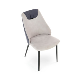 Scaun living/sufragerie Halmar K470, cadru metal,  stil modern, 48x62x85x47cm, piele/textil, crem/gri