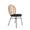Scaun living/sufragerie Halmar K472, cadru metal, stil scandinav, 48x57x90x46cm, ratan/textil, maro/negru