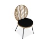 Scaun living/sufragerie Halmar K472, cadru metal, stil scandinav, 48x57x90x46cm, ratan/textil, maro/negru