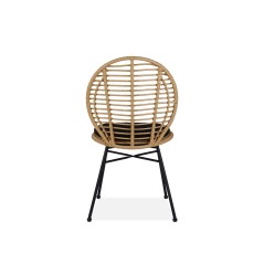 Scaun living/sufragerie Halmar K472, cadru metal, stil scandinav, 48x57x90x46cm, ratan/textil, maro/negru