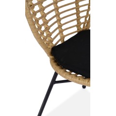 Scaun living/sufragerie Halmar K472, cadru metal, stil scandinav, 48x57x90x46cm, ratan/textil, maro/negru
