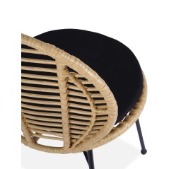 Scaun living/sufragerie Halmar K472, cadru metal, stil scandinav, 48x57x90x46cm, ratan/textil, maro/negru
