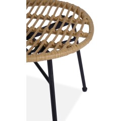 Scaun living/sufragerie Halmar K472, cadru metal, stil scandinav, 48x57x90x46cm, ratan/textil, maro/negru