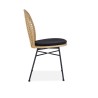 Scaun living/sufragerie Halmar K472, cadru metal, stil scandinav, 48x57x90x46cm, ratan/textil, maro/negru