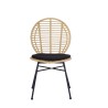 Scaun living/sufragerie Halmar K472, cadru metal, stil scandinav, 48x57x90x46cm, ratan/textil, maro/negru