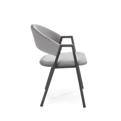 Scaun dining Xonia, stil modern, cadru metalic, catifea gri, inaltime 82 cm