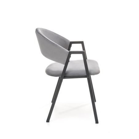 Scaun dining Xonia, stil modern, cadru metalic, catifea gri, inaltime 82 cm