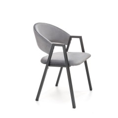 Scaun tapitat living/sufragerie Halmar K473, cadru metal, stil modern, 54x58x82x47cm, catifea, gri