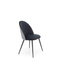 Scaun tapitat living/sufragerie Halmar K478, cadru metal, stil modern, 49x54x84x48cm, catifea/stofa, negru/alb
