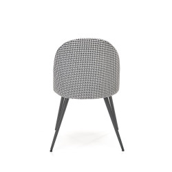 Scaun tapitat living/sufragerie Halmar K478, cadru metal, stil modern, 49x54x84x48cm, catifea/stofa, negru/alb
