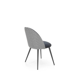 Scaun tapitat living/sufragerie Halmar K478, cadru metal, stil modern, 49x54x84x48cm, catifea/stofa, negru/alb